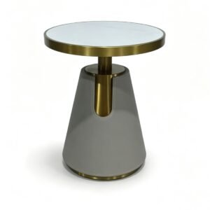CL-ST-01 Contemporary Stainless Steel Accent Side Table with Glass Top (Ø45cm x H52cm)